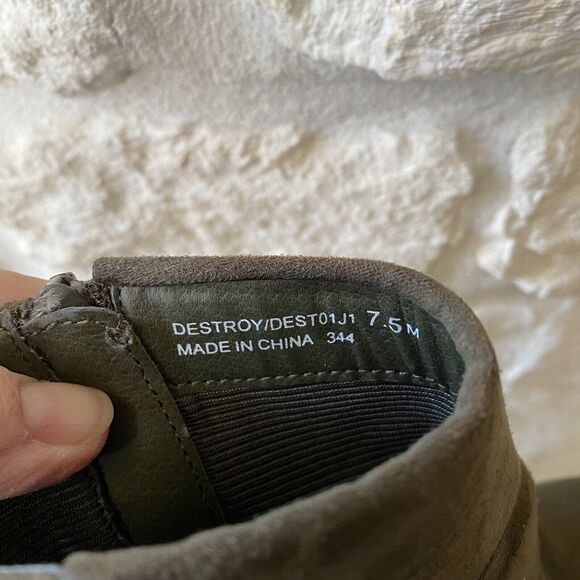 Madden Girl Destroy Heeled Ankle Bootie Faux Suede Green US Women 7.5 M - Picture 7 of 7